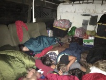 sleeping in the truck on the side of the road